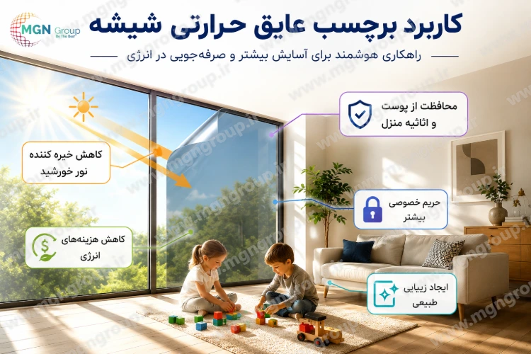 کاربرد برچسب عایق حرارتی شیشه کاربرد برچسب عایق حرارتی شیشه