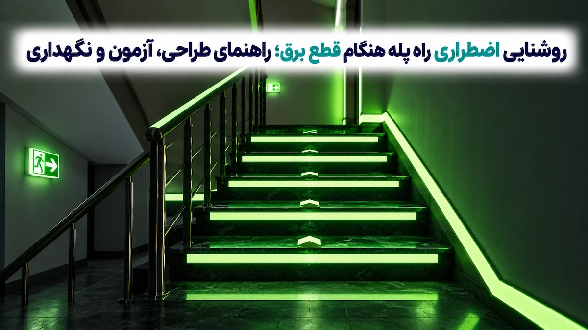 روشنایی اضطراری راه پله هنگام قطع برق؛ راهنمای طراحی، آزمون و نگهداری