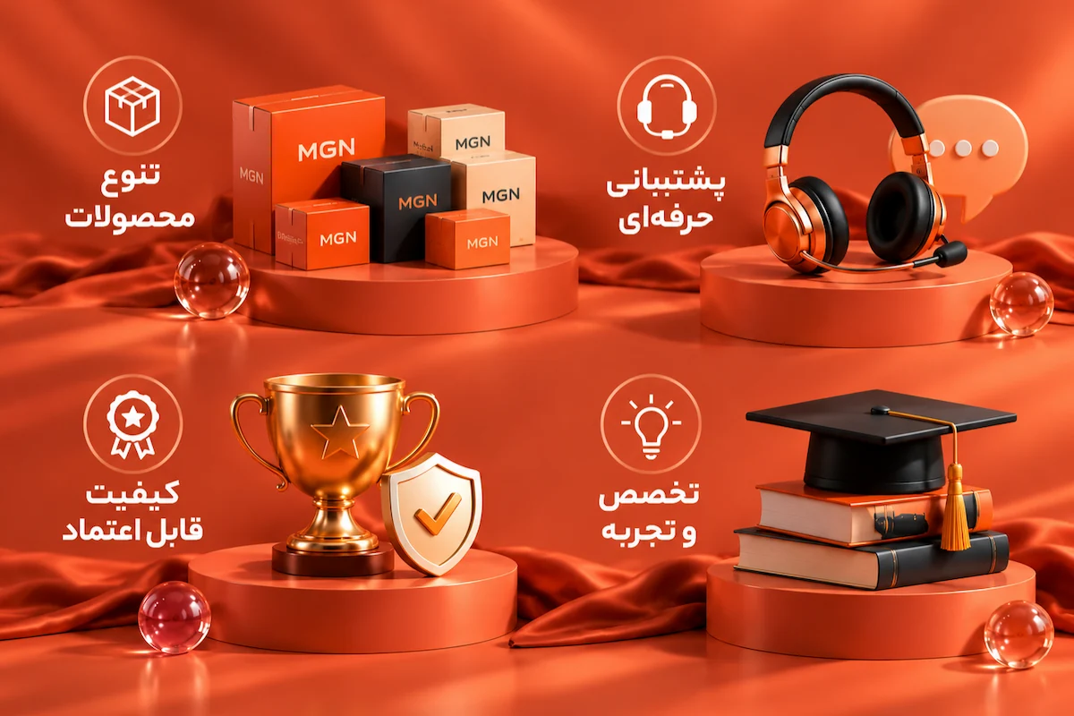 ویژگی‌های شرکت MGN؛ کیفیت قابل اعتماد، تخصص و تجربه، تنوع محصولات و پشتیبانی حرفه‌ای